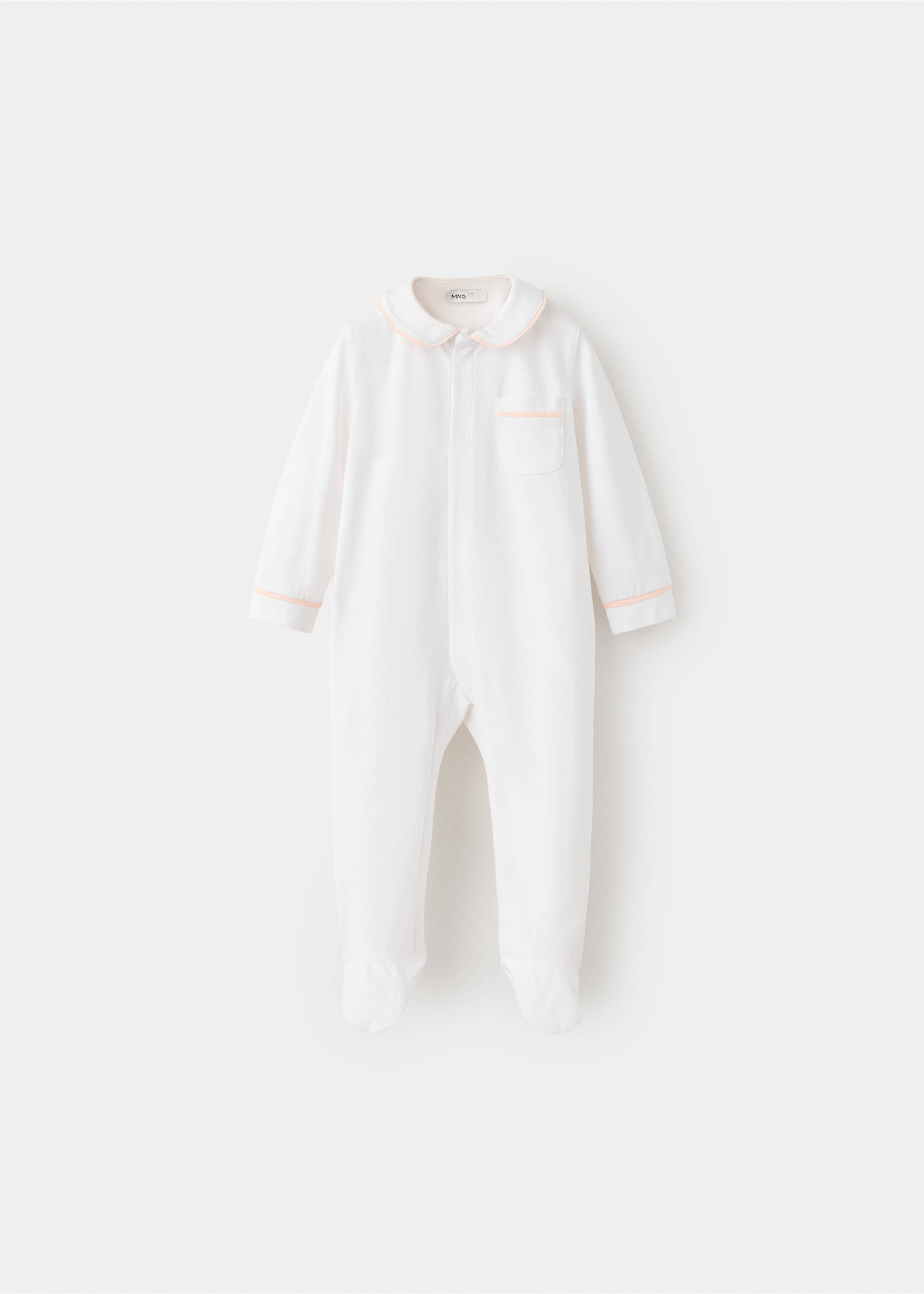 Contrast trim pyjama onesie - Article without model, Pink. Ref: 37054429-00.