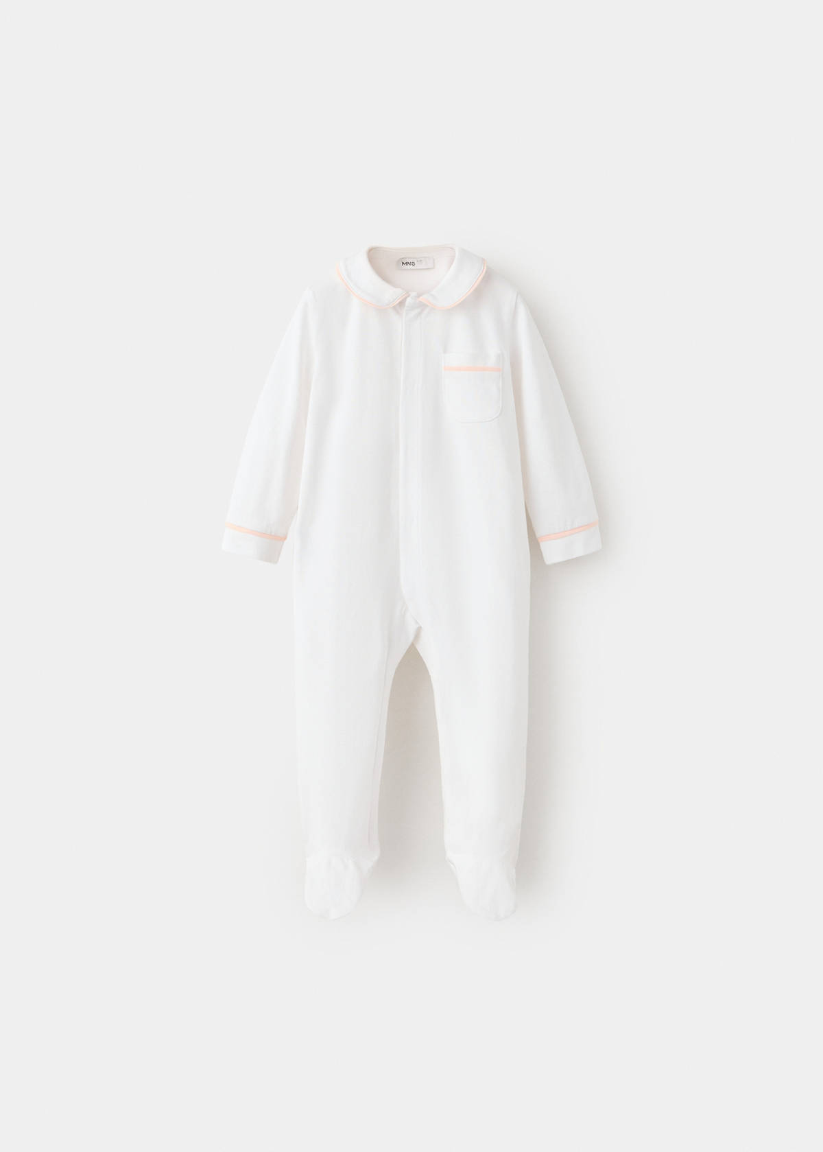 Contrast trim pyjama onesie — Pink
