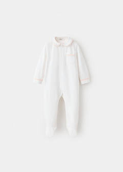 Contrast trim pyjama onesie — Pink 1