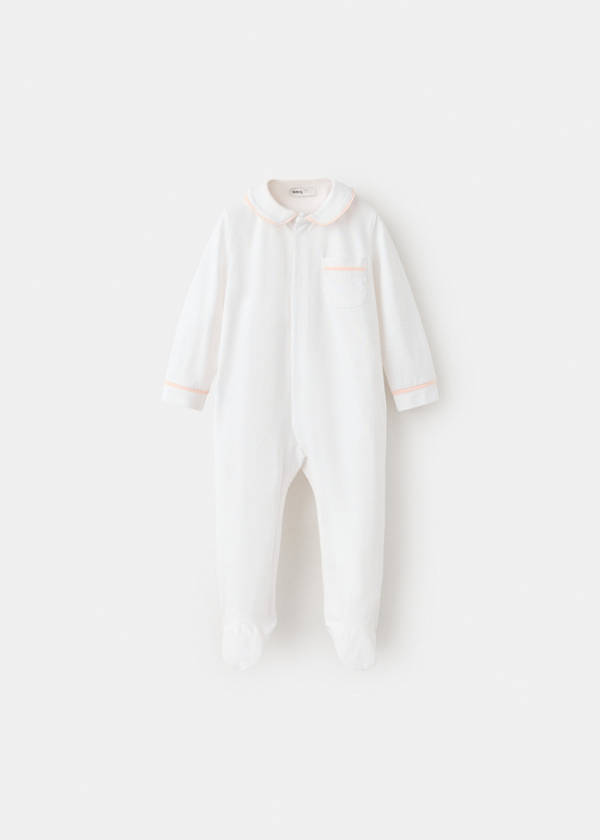 Contrast trim pyjama onesie — Pink