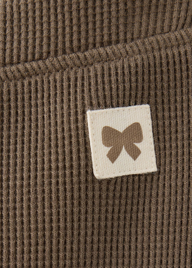 Waffle cotton leggings — Brown