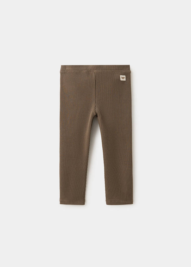 Waffle cotton leggings — Brown