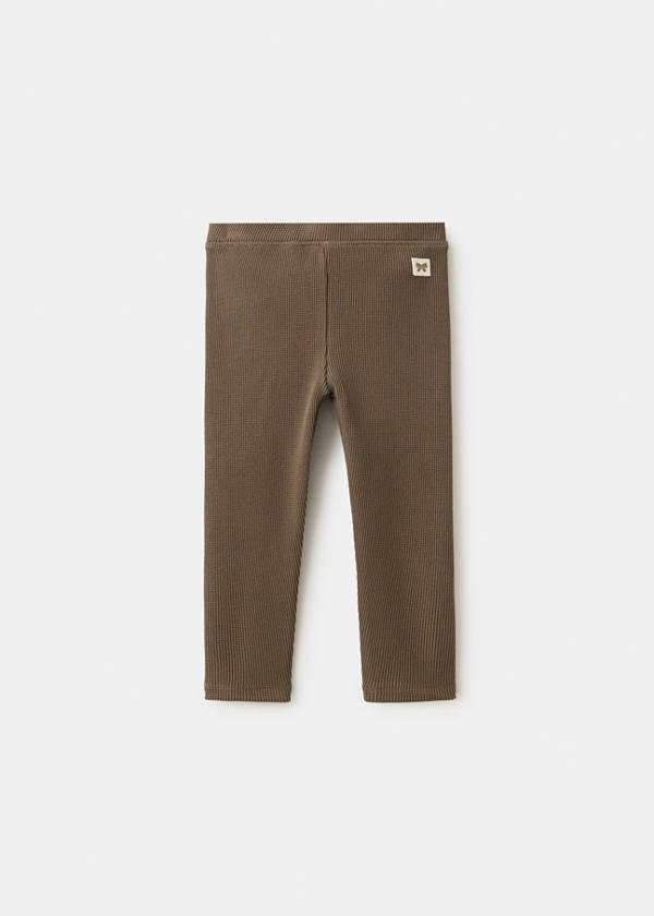 Waffle cotton leggings — Brown