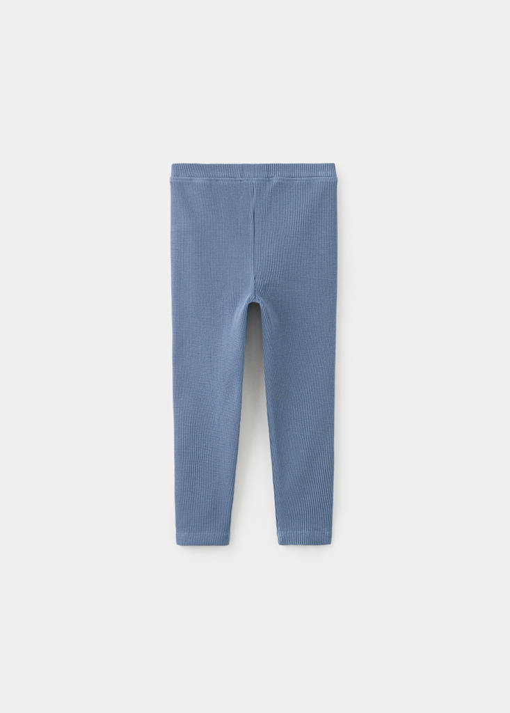 Waffle cotton leggings — Blue