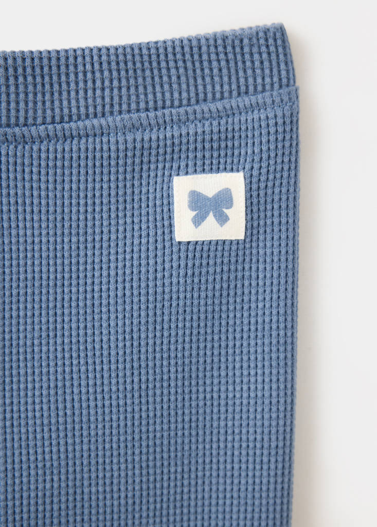 Waffle cotton leggings — Blue
