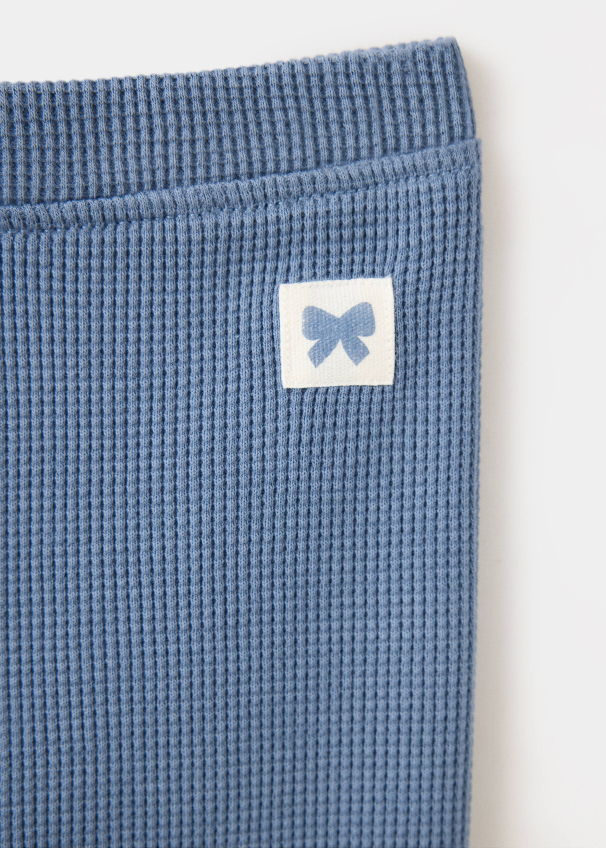 Waffle cotton leggings - Details of the article 8, Blue. Ref: 37054430-00.
