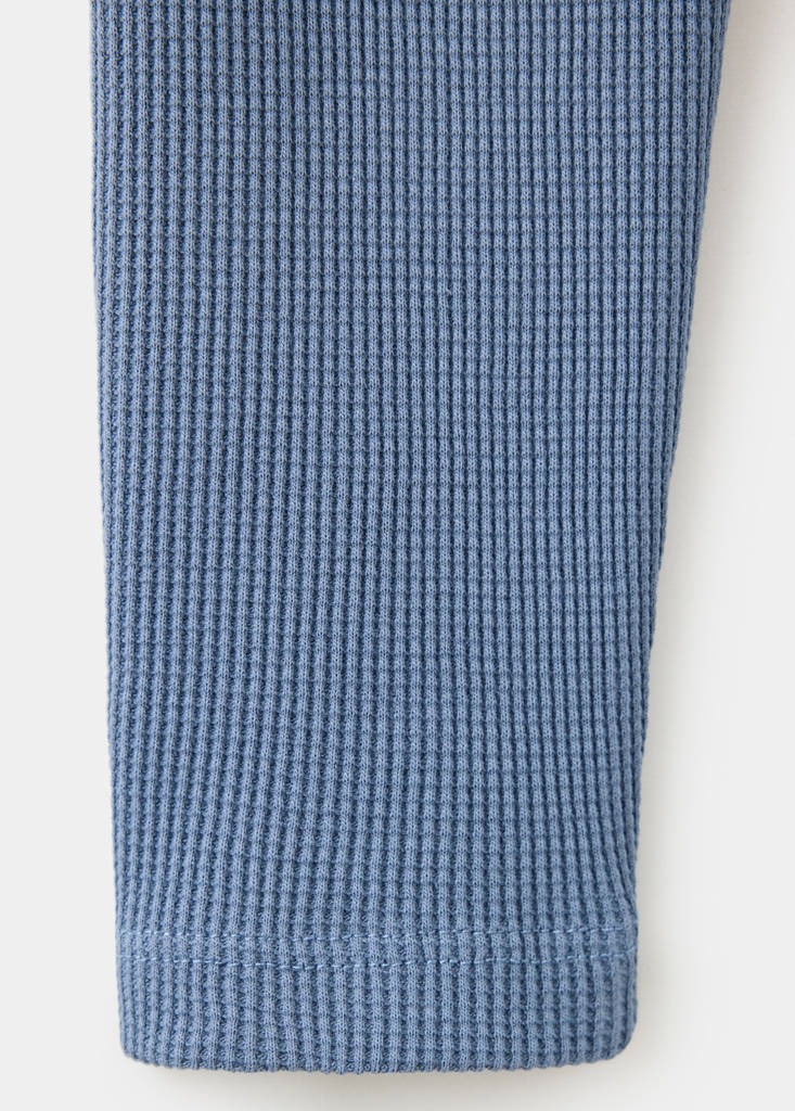 Waffle cotton leggings — Blue
