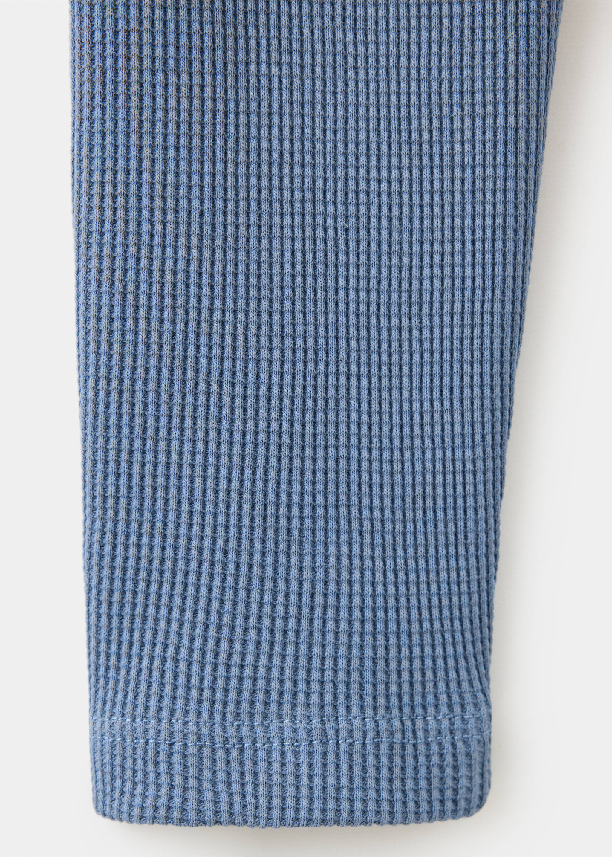 Waffle cotton leggings - Details of the article 0, Blue. Ref: 37054430-00.