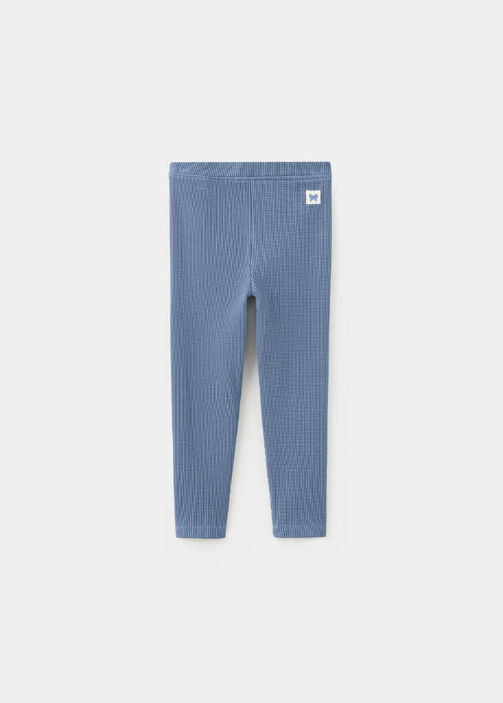 Waffle cotton leggings — Blue