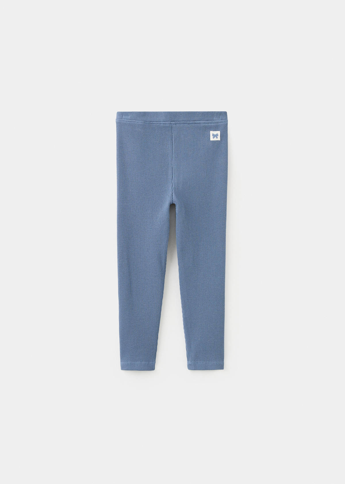 Waffle cotton leggings — Blue