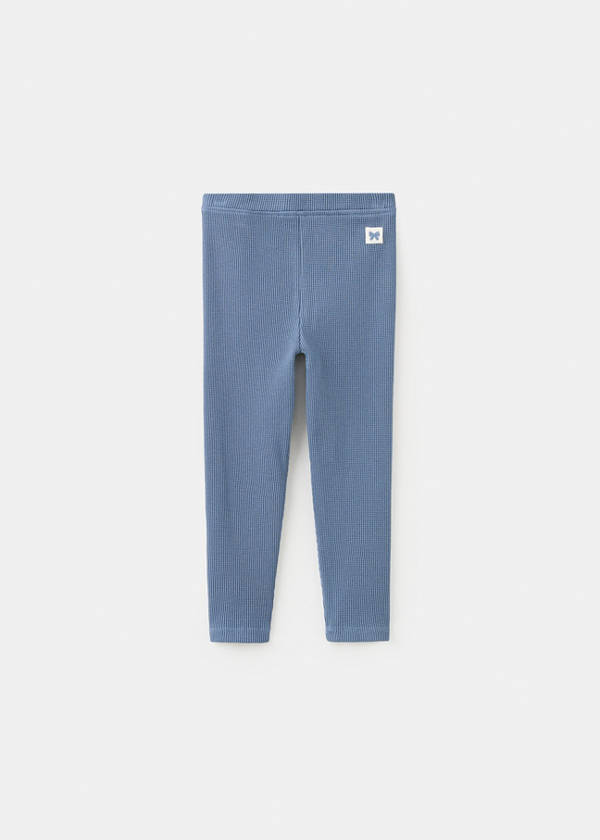 Waffle cotton leggings — Blue