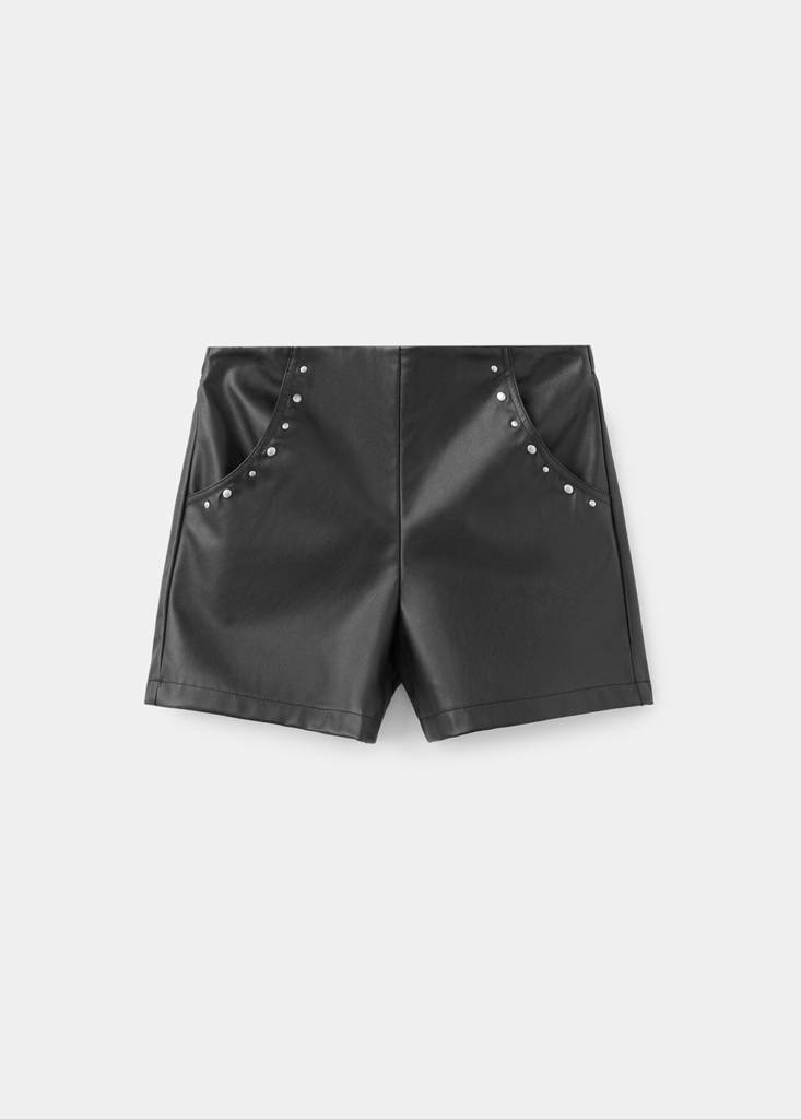 Faux-leather shorts — Black