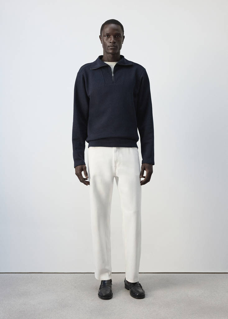 Bluza 100% bawełna relaxed fit granatowy - Mężczyzna - M - MANGO MAN