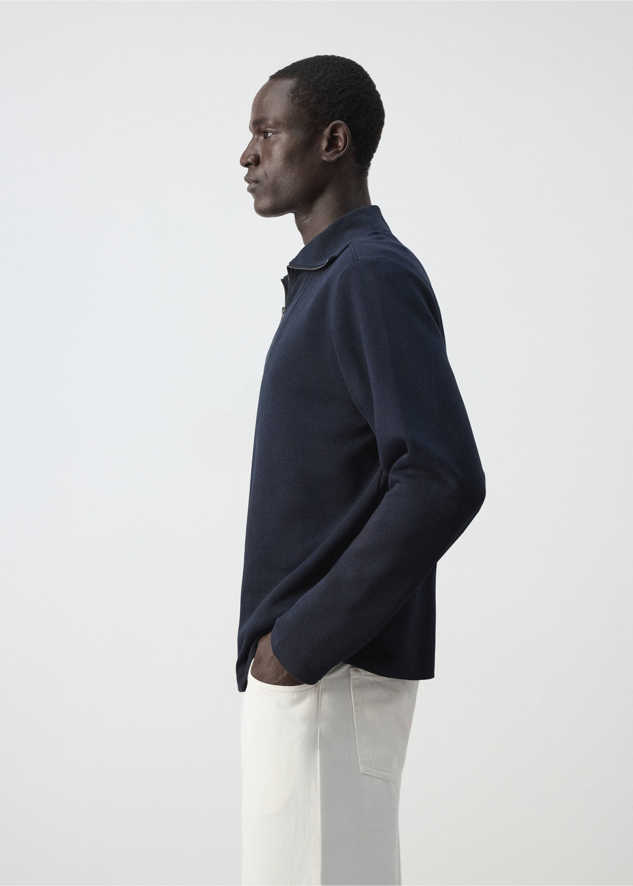 Relaxed-fit cotton sweatshirt - Details of the article 2, Navy. Ref: 37054435-00.