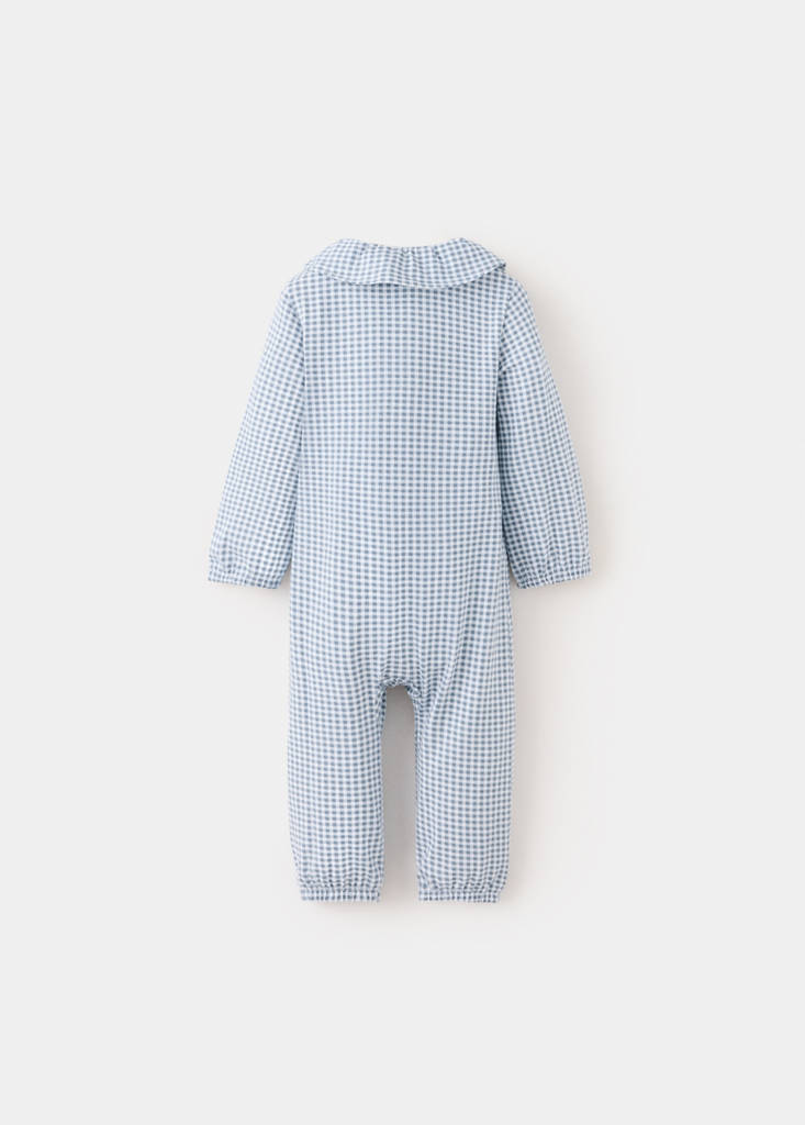 Gingham print pyjama onesie — Blue