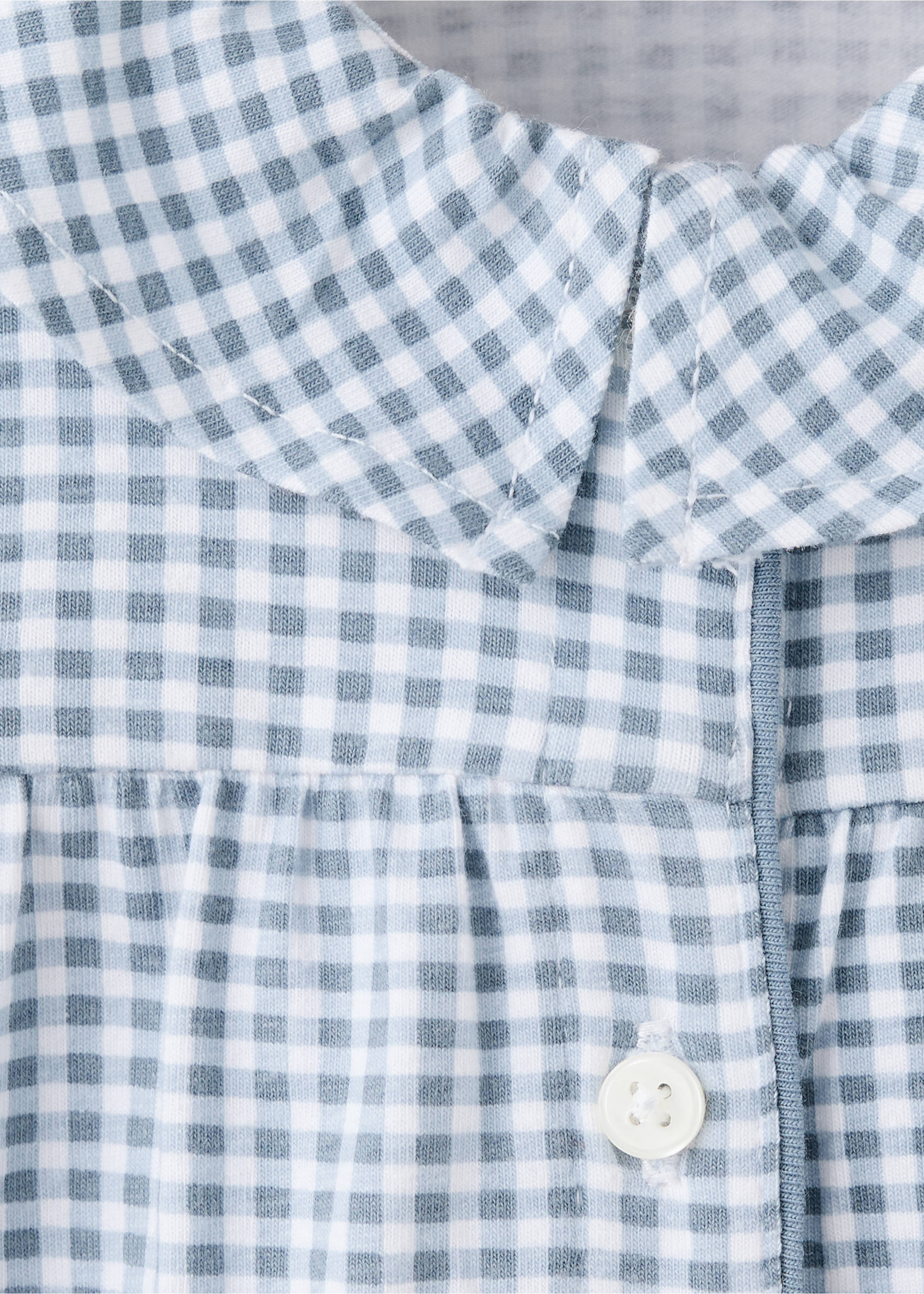 Gingham print pyjama onesie - Details of the article 8, Blue. Ref: 37054436-00.