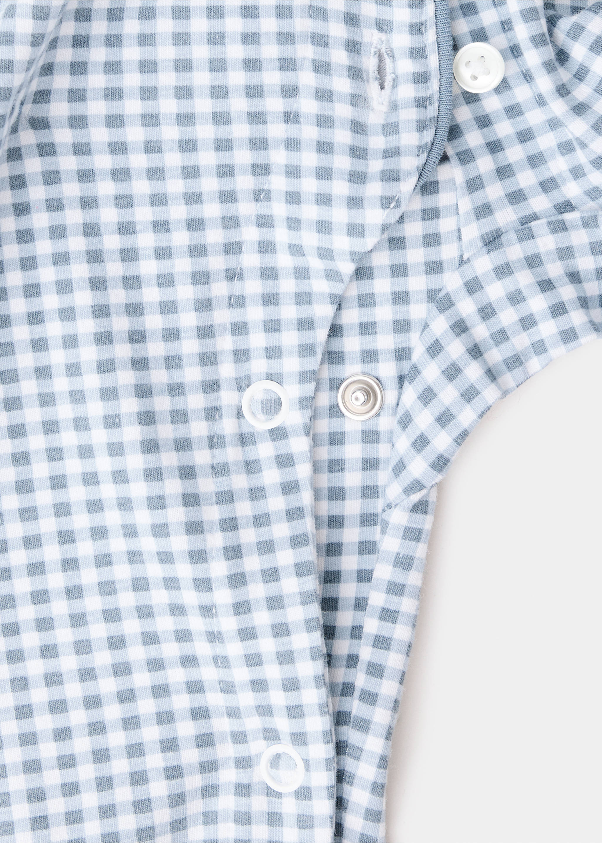 Gingham print pyjama onesie - Details of the article 0, Blue. Ref: 37054436-00.