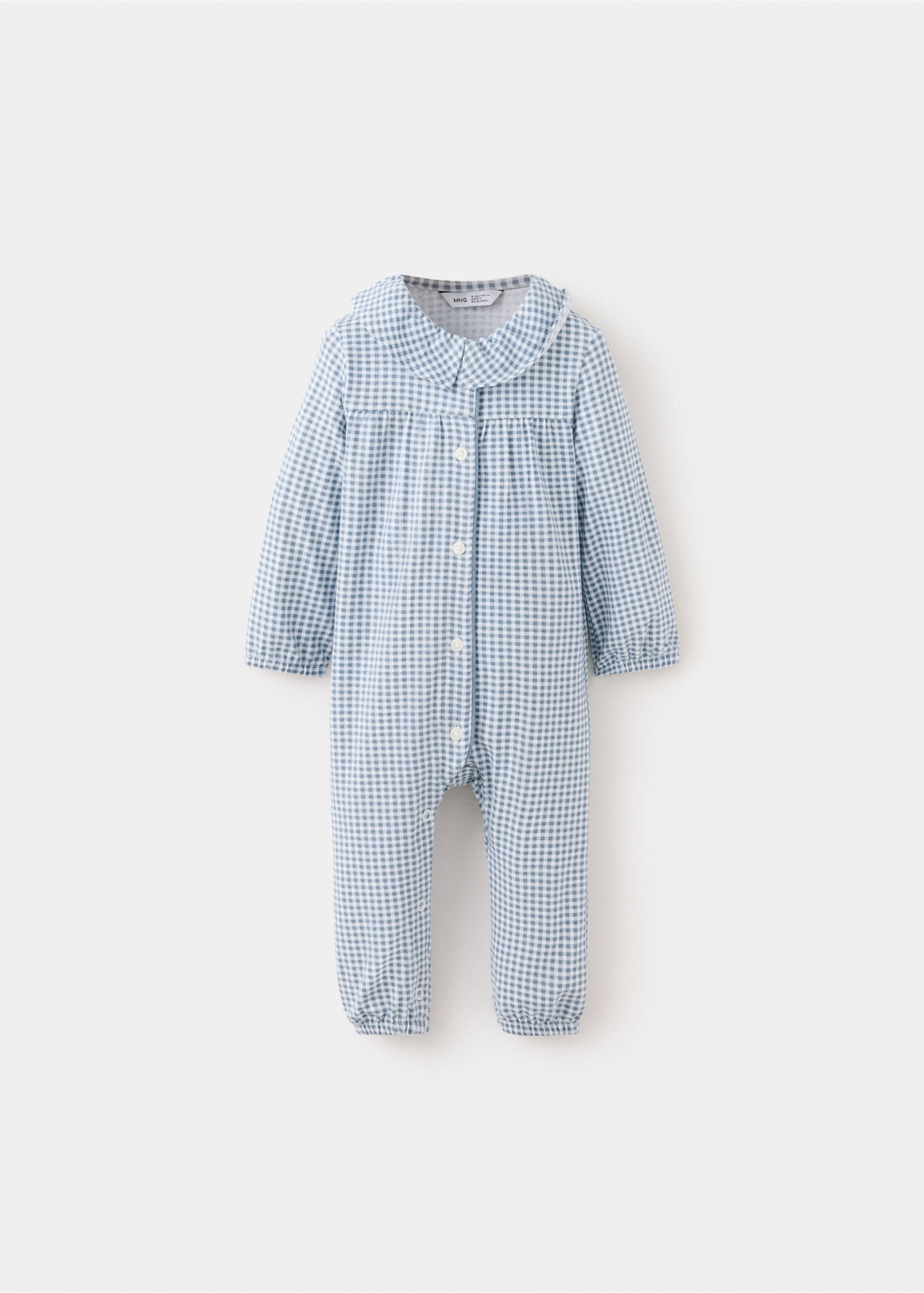 Gingham print pyjama onesie - Article without model, Blue. Ref: 37054436-00.