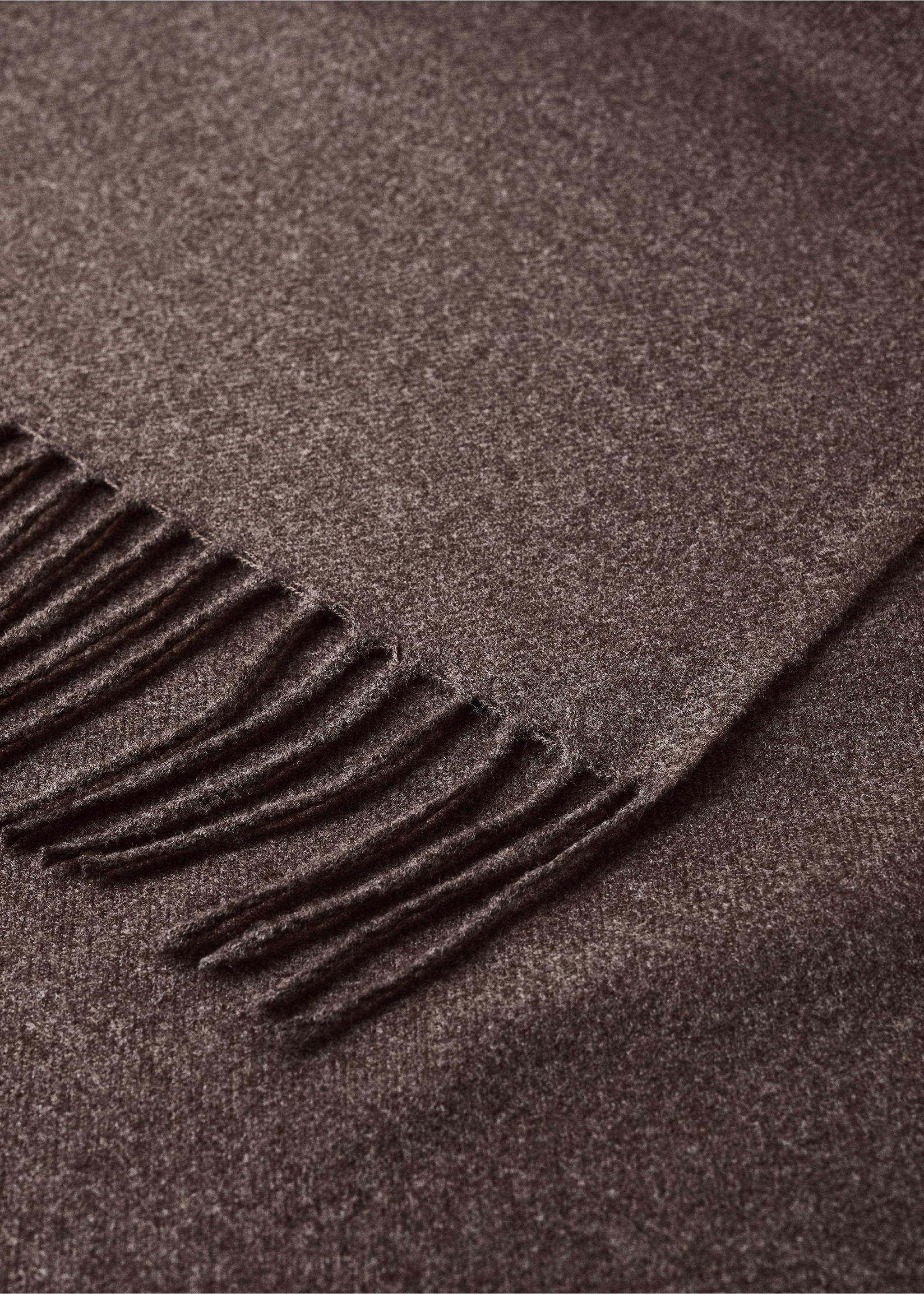 Fringed-edge blanket - Details of the article 2, Brown. Ref: 37054437-00.