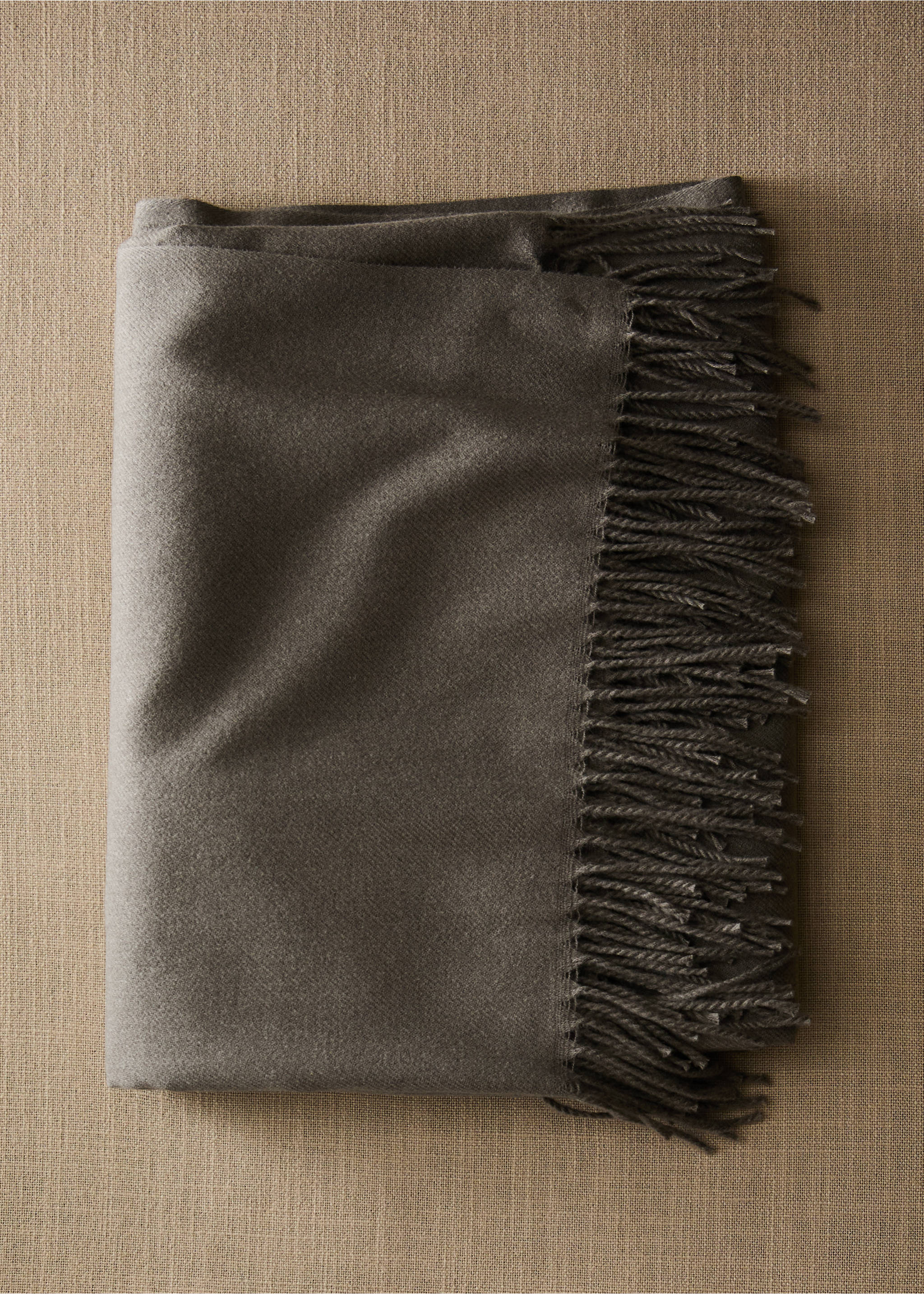 Fringed-edge blanket - General plane, Grey. Ref: 37054437-00.