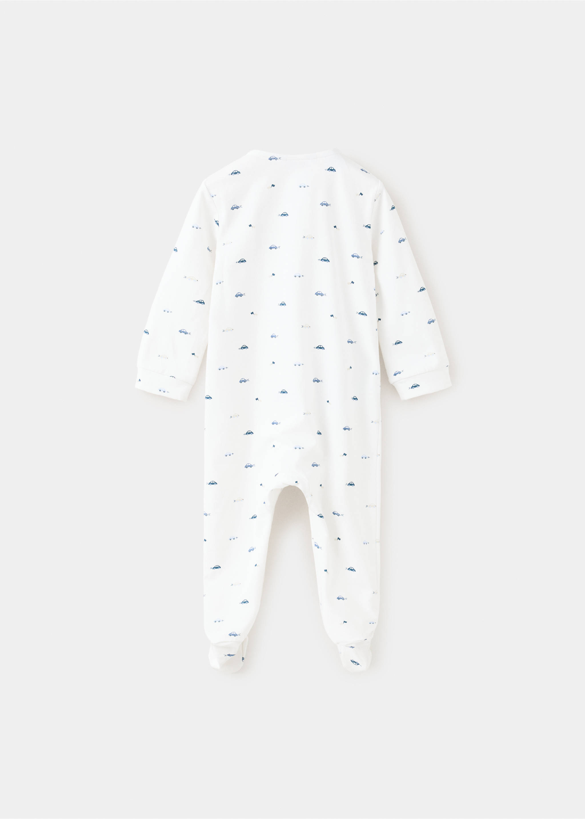 Car print onesie pyjama - Reverse of the article, Off White. Ref: 37054438-00.