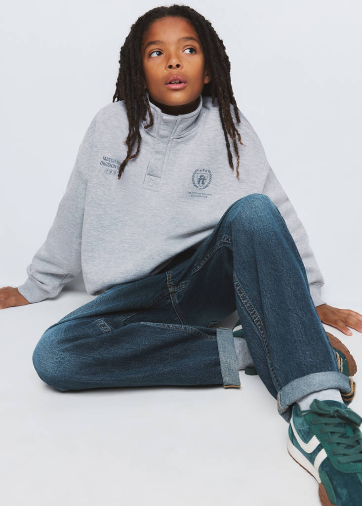 High-neck balloon-fit sweatshirt — Medium Heather Grey