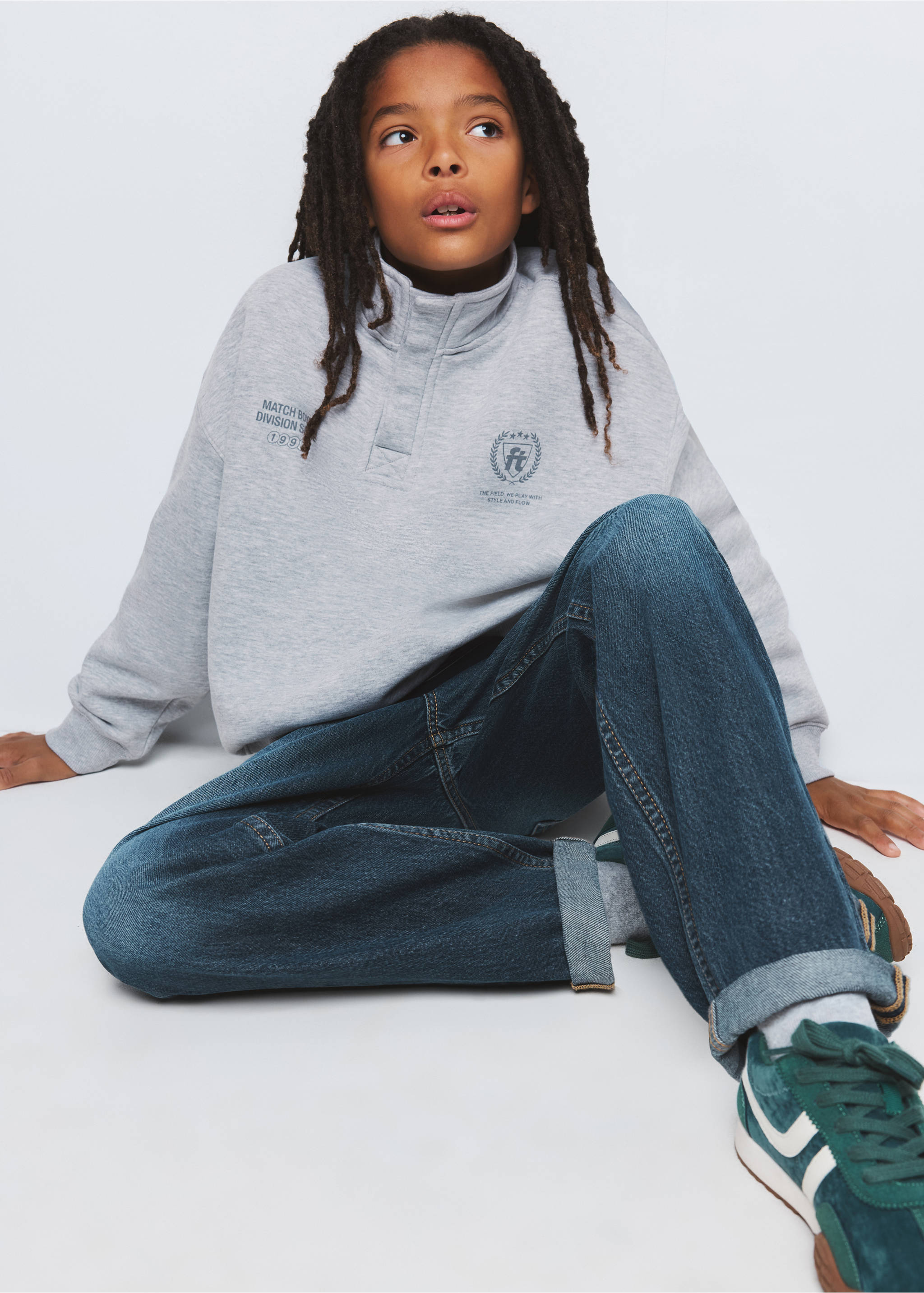 Bedrukt oversized sweatshirt - Detail van het artikel 1, Mediumgrijs. Ref: 37054439-00.