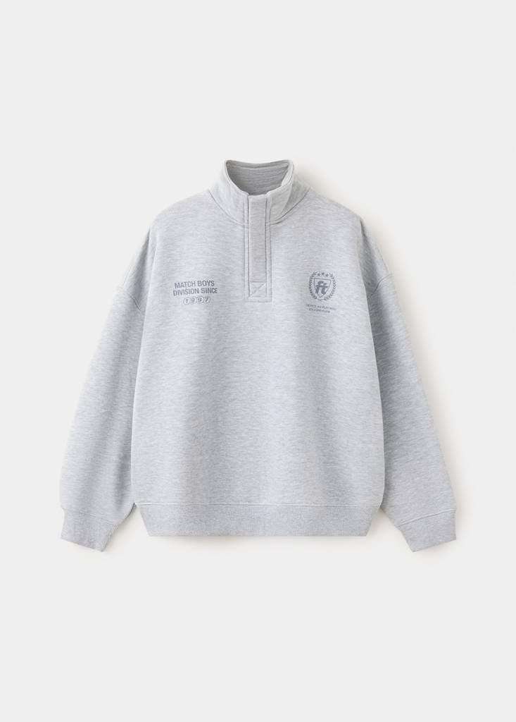 High-neck balloon-fit sweatshirt — Medium Heather Grey