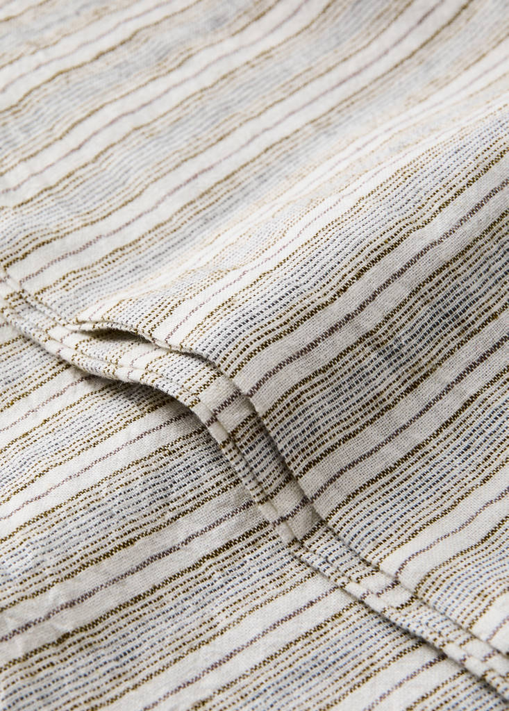 Linen and cotton striped pillowcase cover 45 x 110 cm — Sand