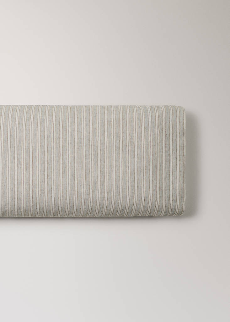 Linen and cotton striped pillowcase cover 45 x 110 cm — Sand