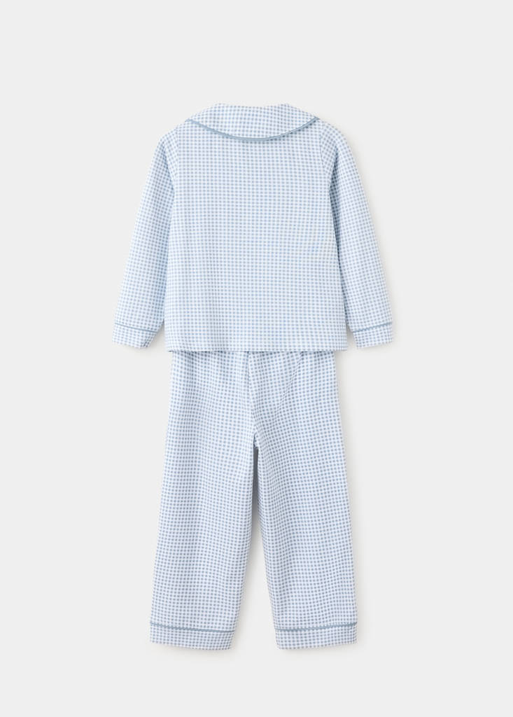 Gingham print full pyjamas set — Blue