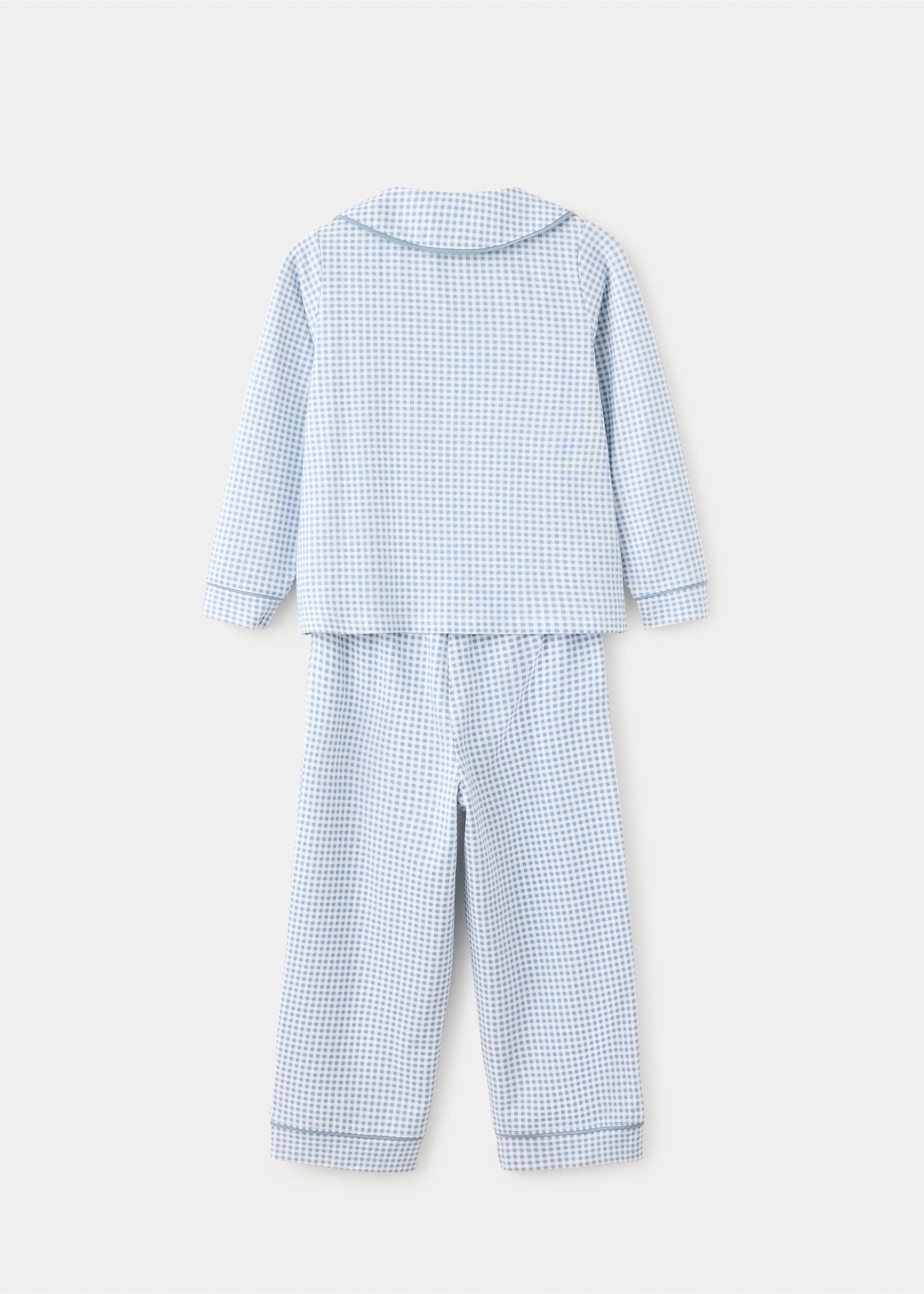 Pijama completo estampado vichy - Reverso del artículo, Azul. Ref: 37054442-00.