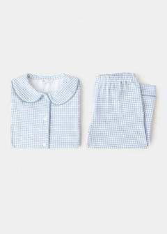 Gingham print full pyjamas set — Blue 4