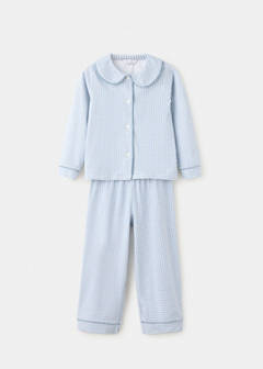 Gingham print full pyjamas set — Blue 1