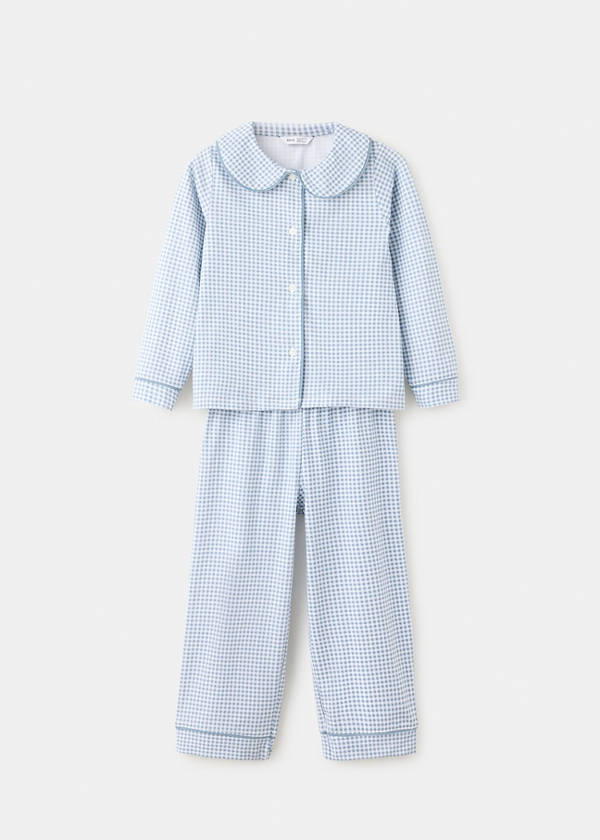 Gingham print full pyjamas set — Blue