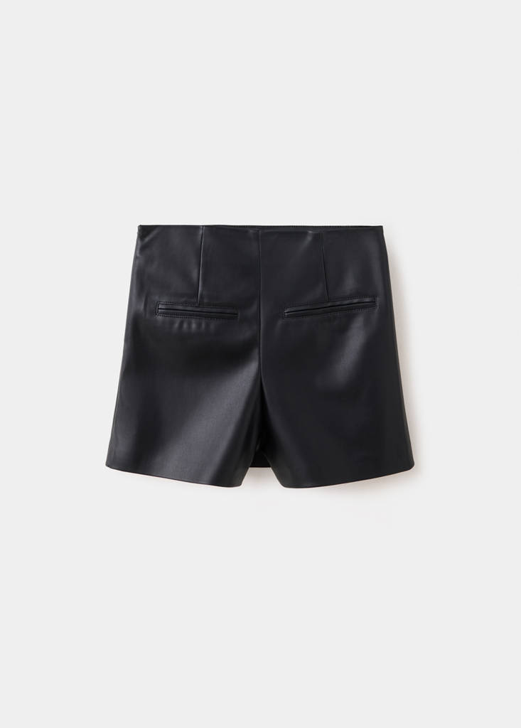 Faux-leather culottes — Black