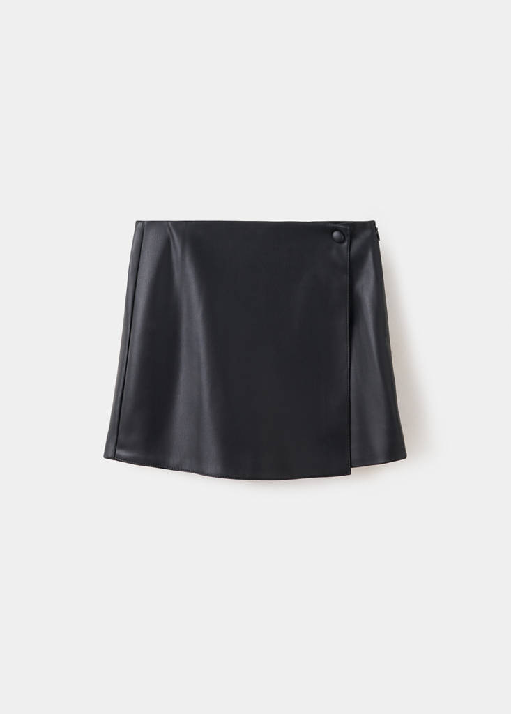 Faux-leather culottes — Black