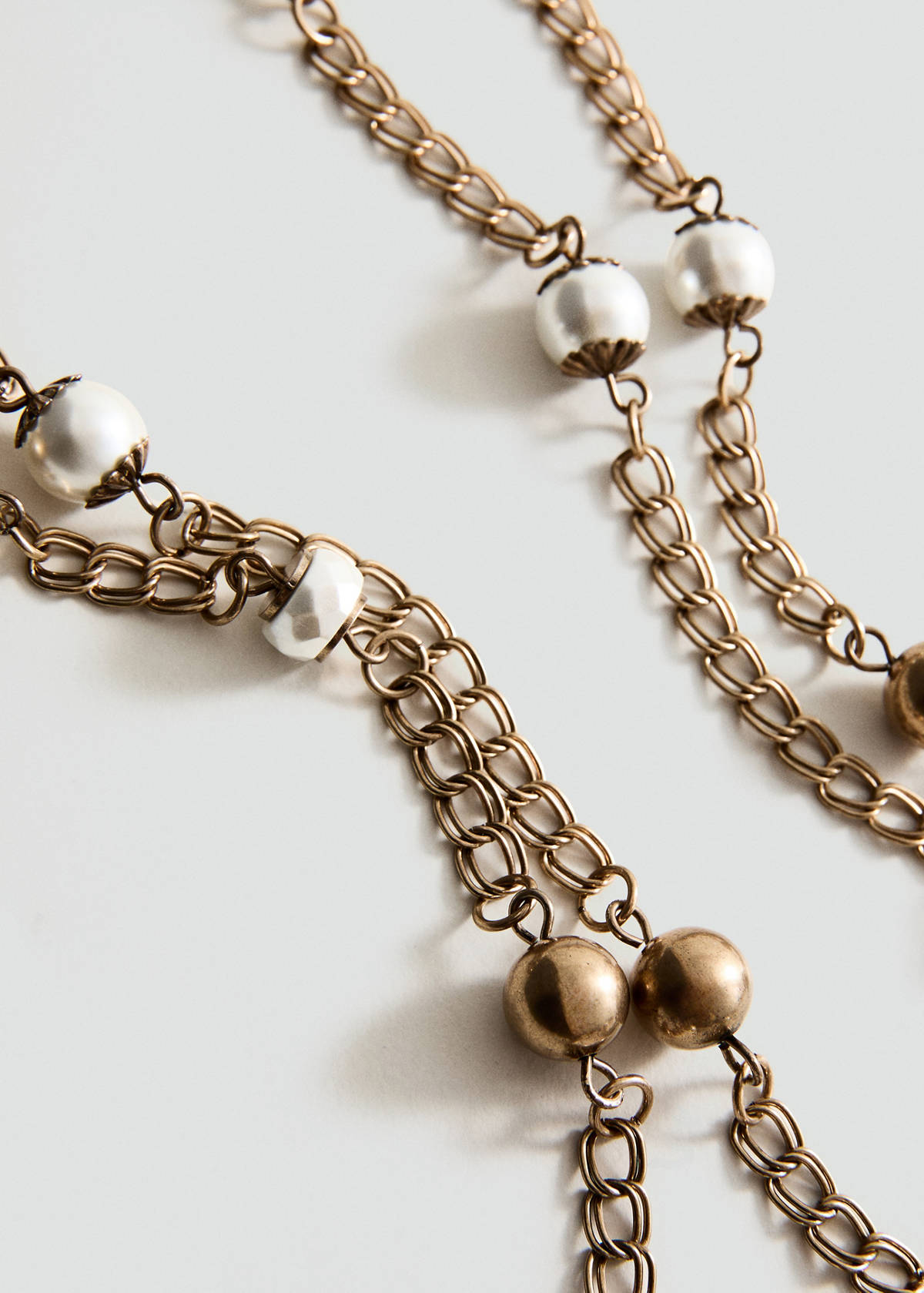 Double necklace with bead detail — Gold
