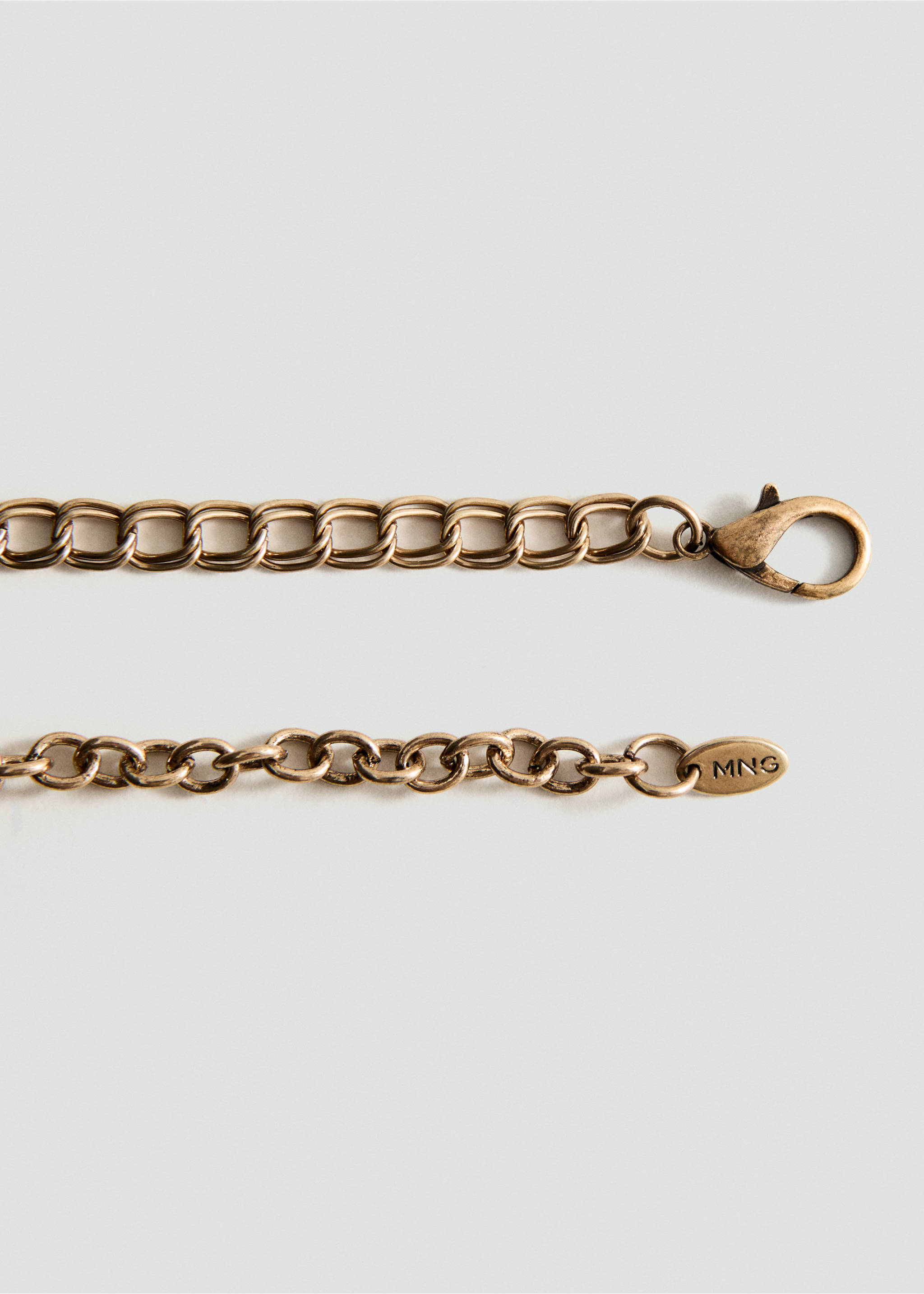 Double necklace with bead detail - Details of the article 1, Gold. Ref: 37054446-00.