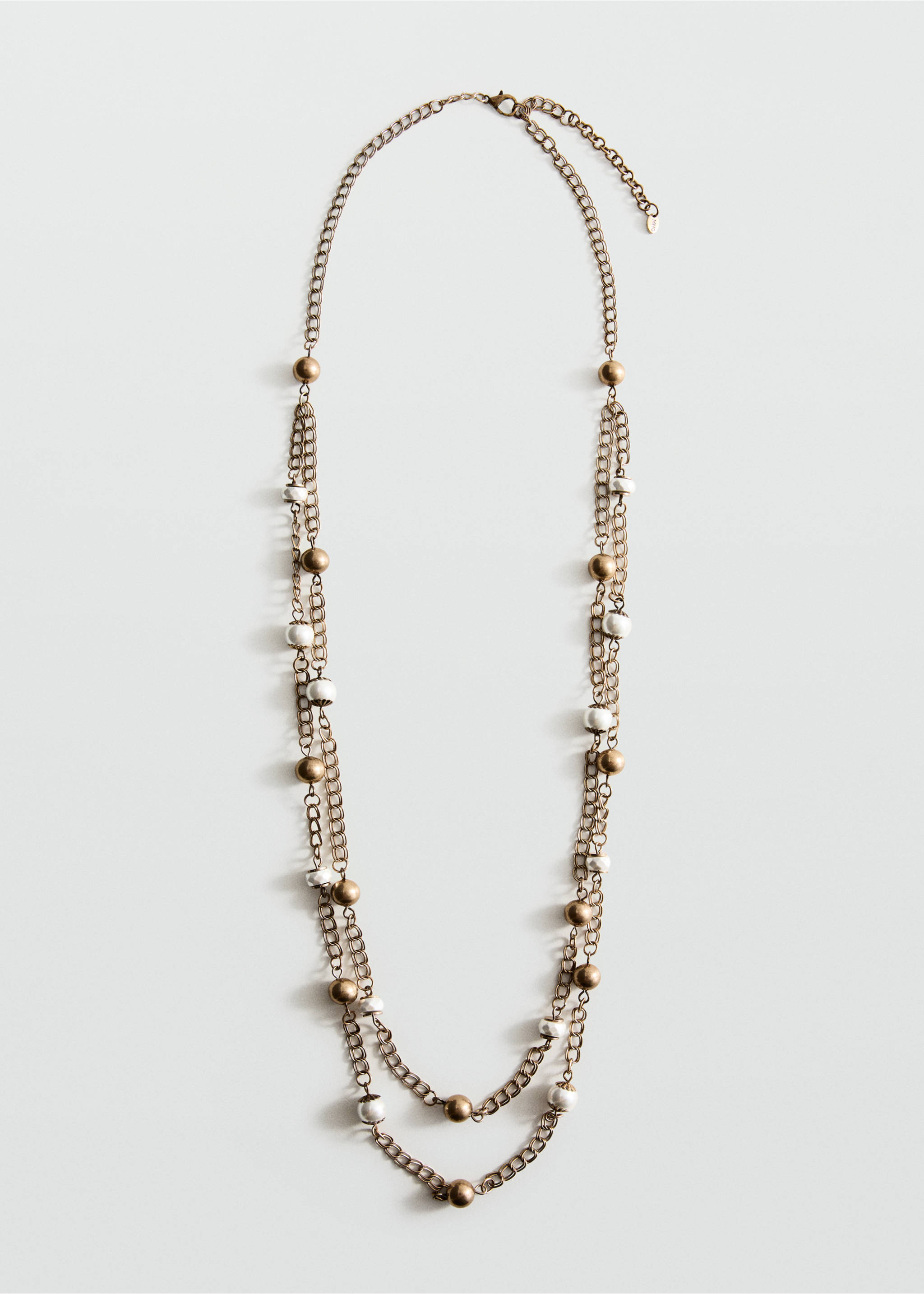 Double necklace with bead detail - Article without model, Gold. Ref: 37054446-00.
