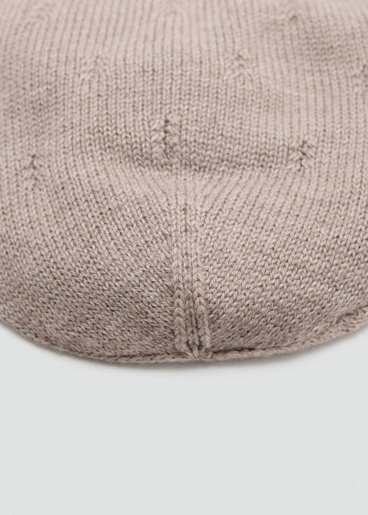 Herringbone detail knitted bonnet — Medium Brown