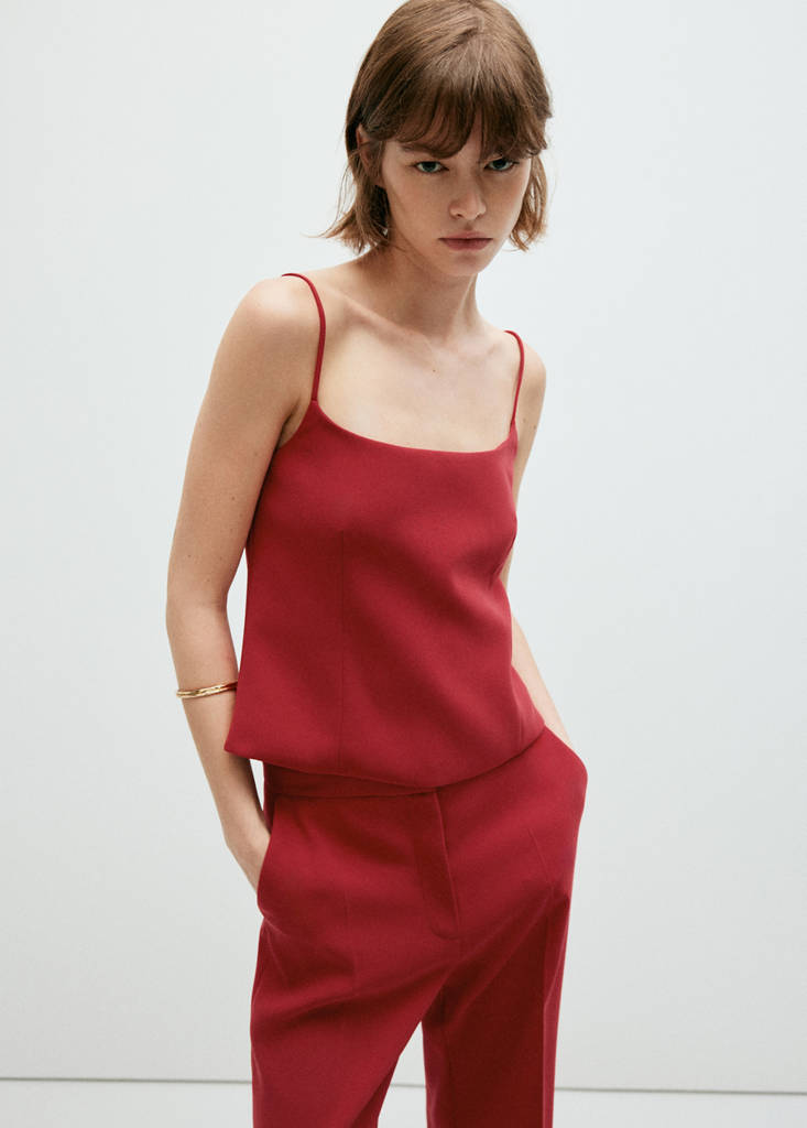 Plain strapless top — Red