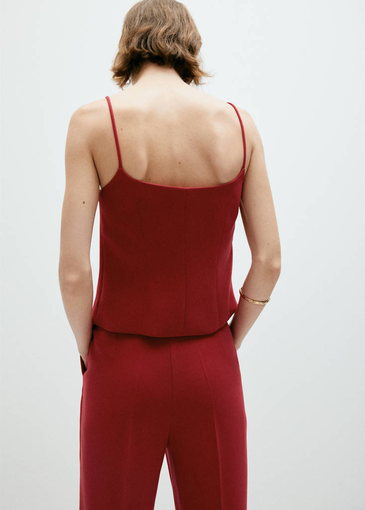 Plain strapless top — Red
