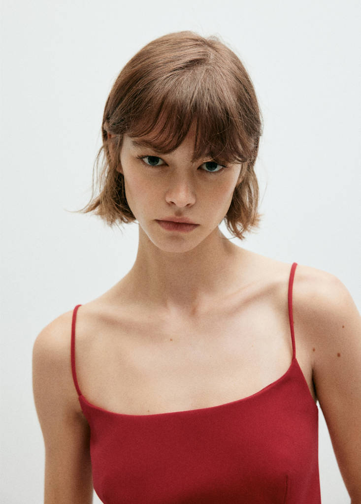 Plain strapless top — Red