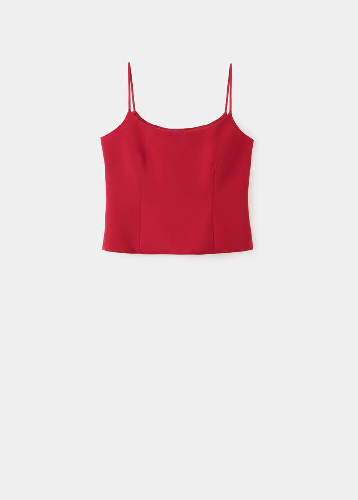 Plain strapless top — Red