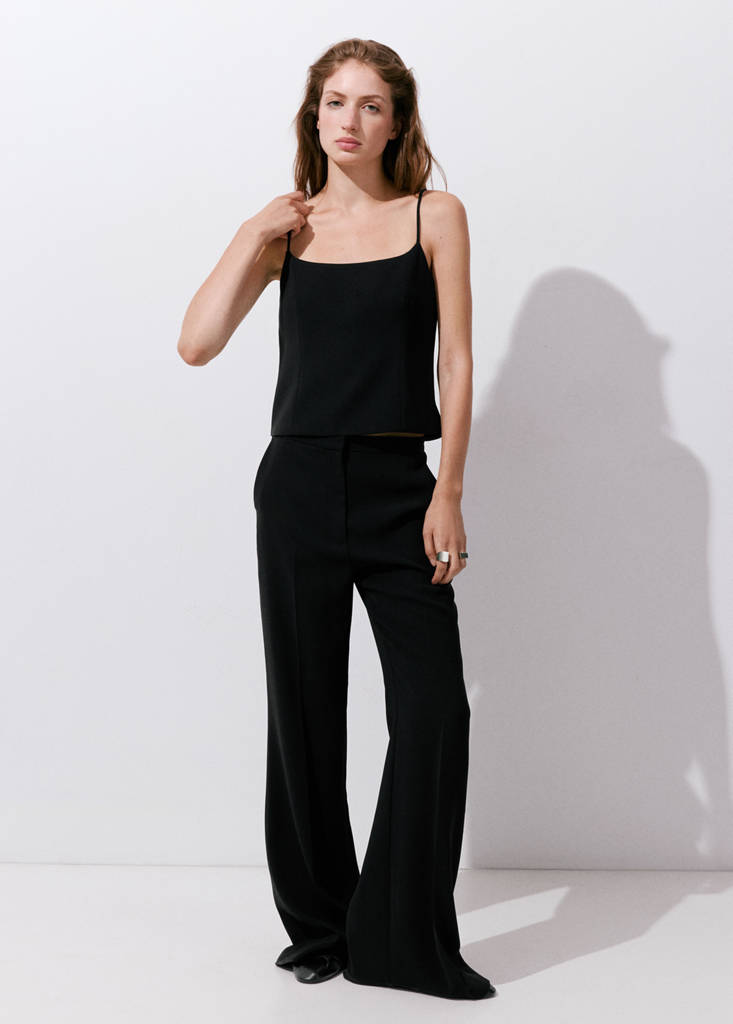 Plain strapless top — Black