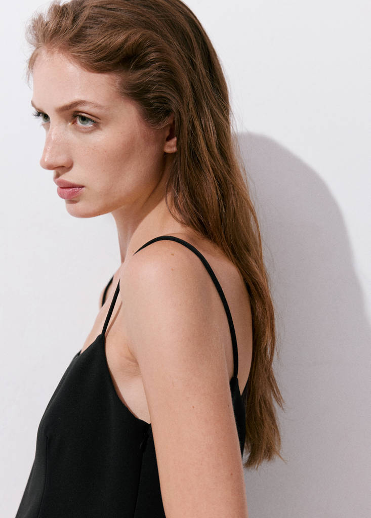 Plain strapless top — Black