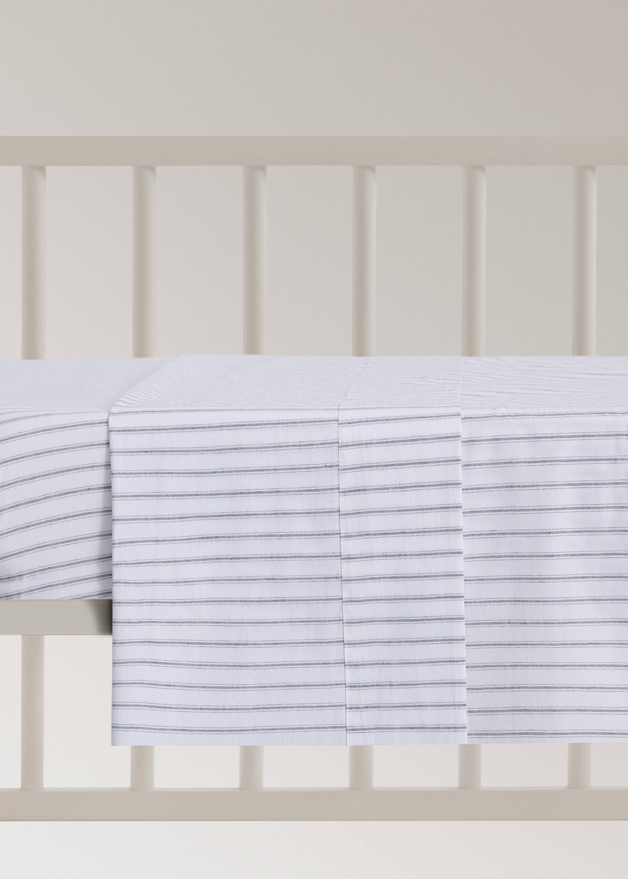 Oberlaken für Babybett, 100 % Baumwolle, Seersucker-Streifen - Artikel ohne Model
