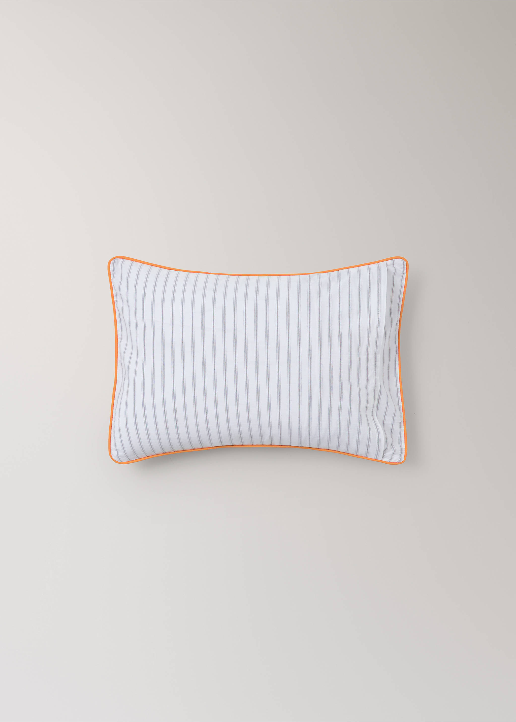 Striped bed cushion cover with orange piping., Grey. Ref: 37054456-00.