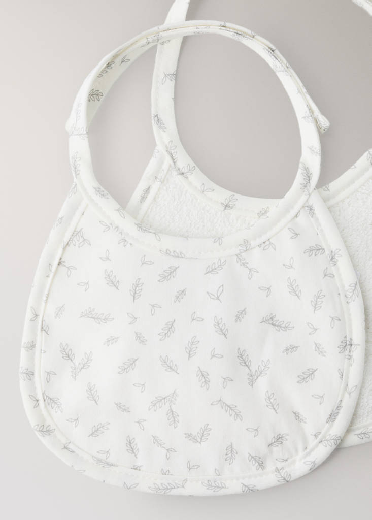 Printed muslin bib set — Ecru